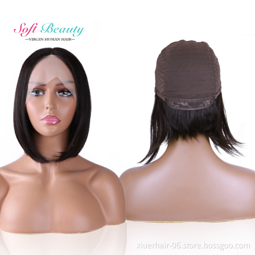 Wholesale Cheap Straight Wave Brazilian 100% Human Hair Short Bob T Palt Transparent Lace Wig Vendors